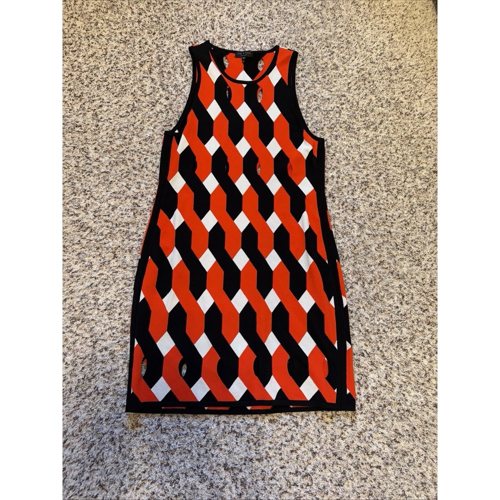 Rag & Bone Olympia Cutout Geometric Print Sleeveless Dress Sz M Viscous Blend